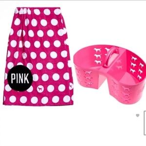 VS Pink Towel Wrap And Caddy